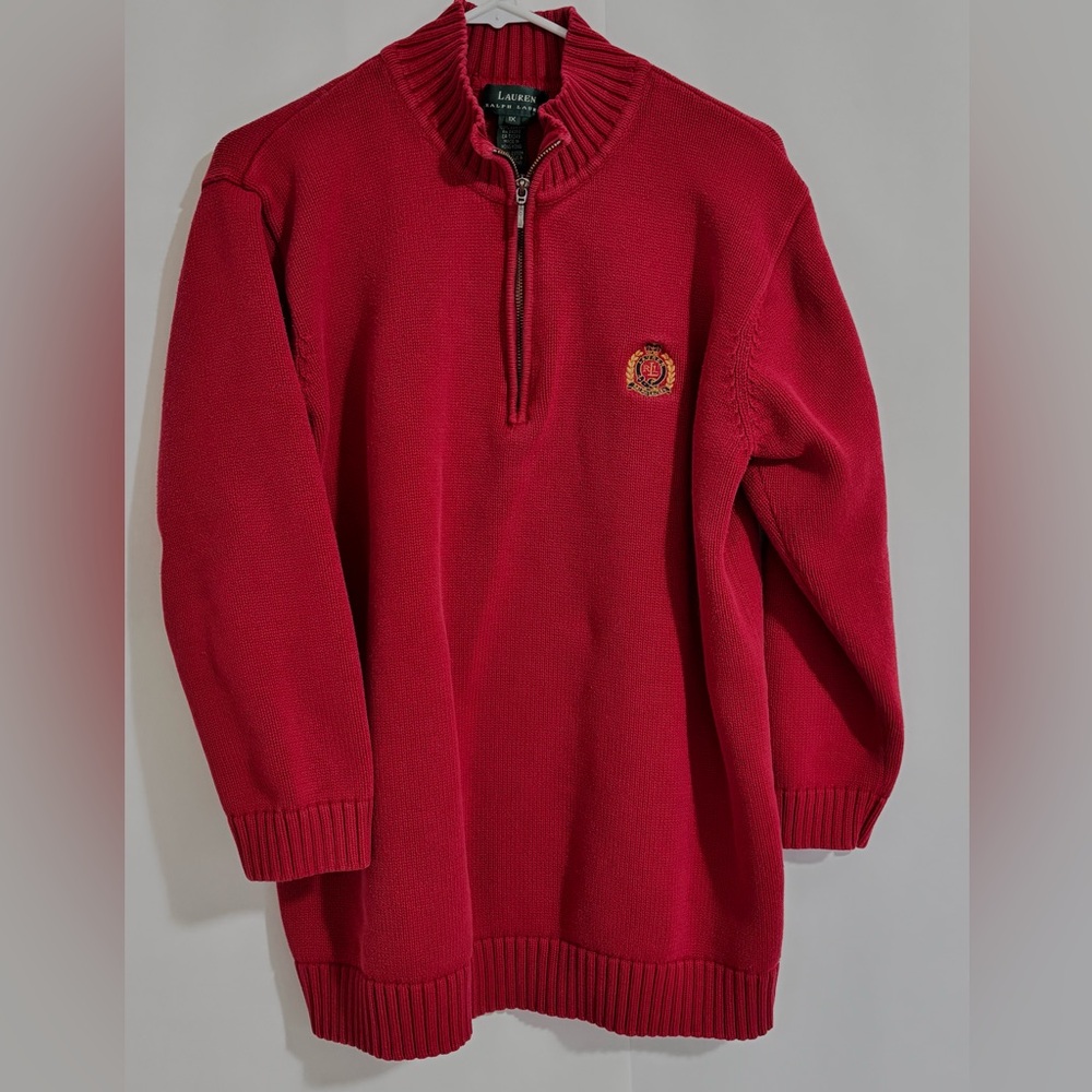 Women’s Ralph Lauren Red zip tunic sweater 1X